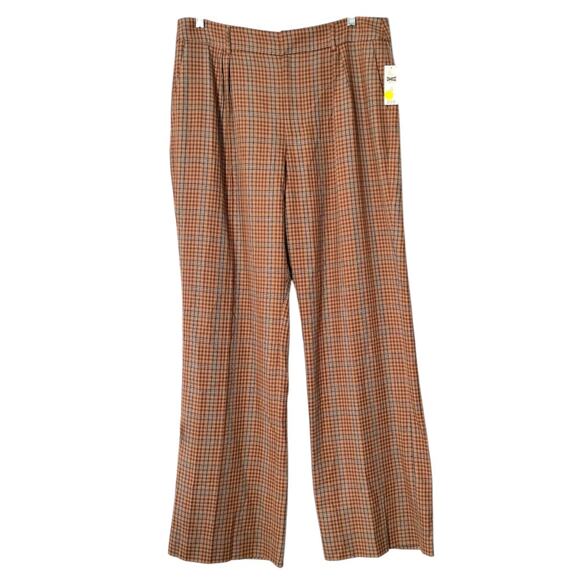 Anthropologie PAIGE Avedon Plaid Wide Leg Trousers Women's 14 Plaid Academia NEW - Picture 2 of 10